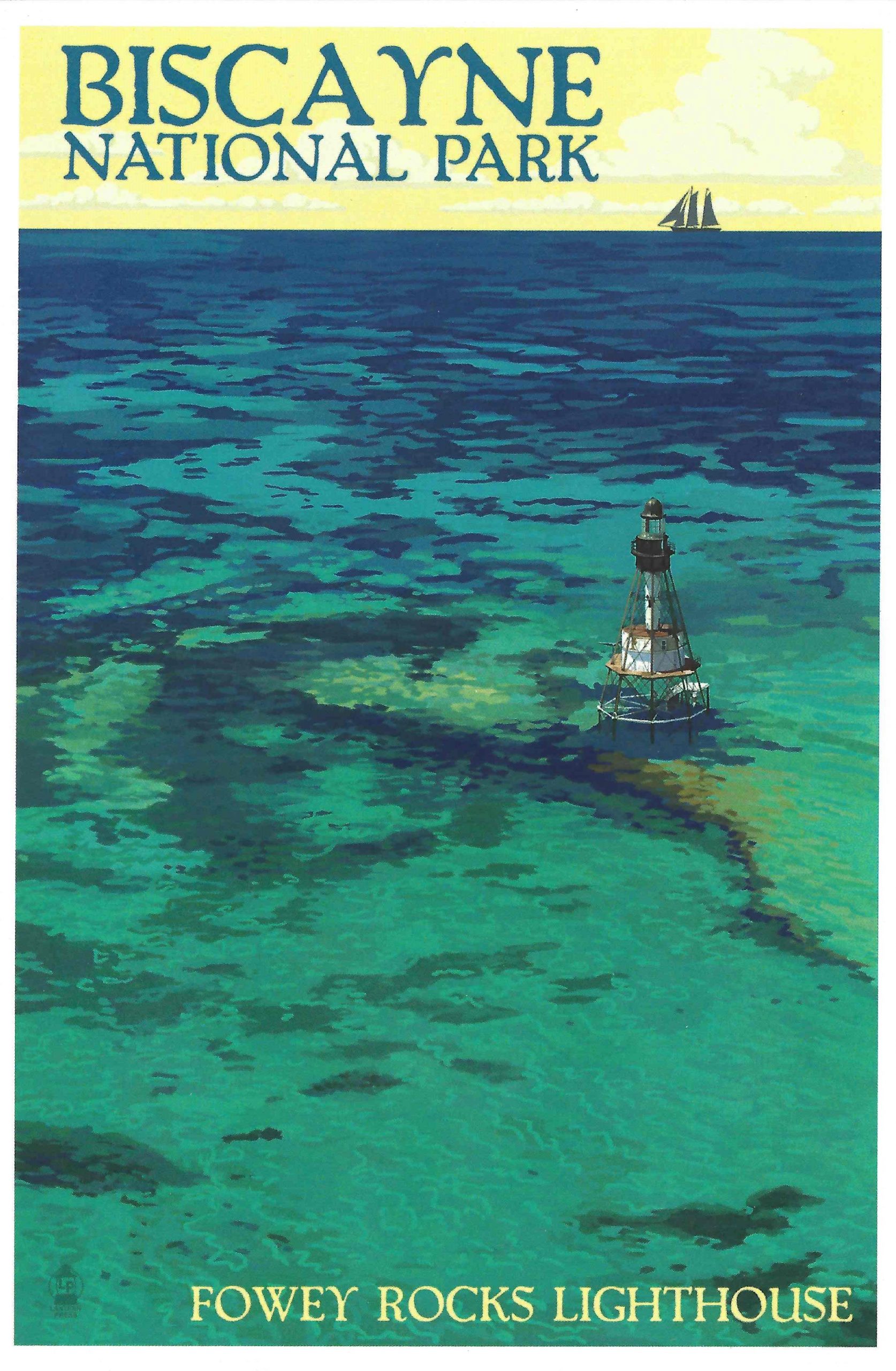 Magnet- Fowey Lighthouse Art, Biscayne