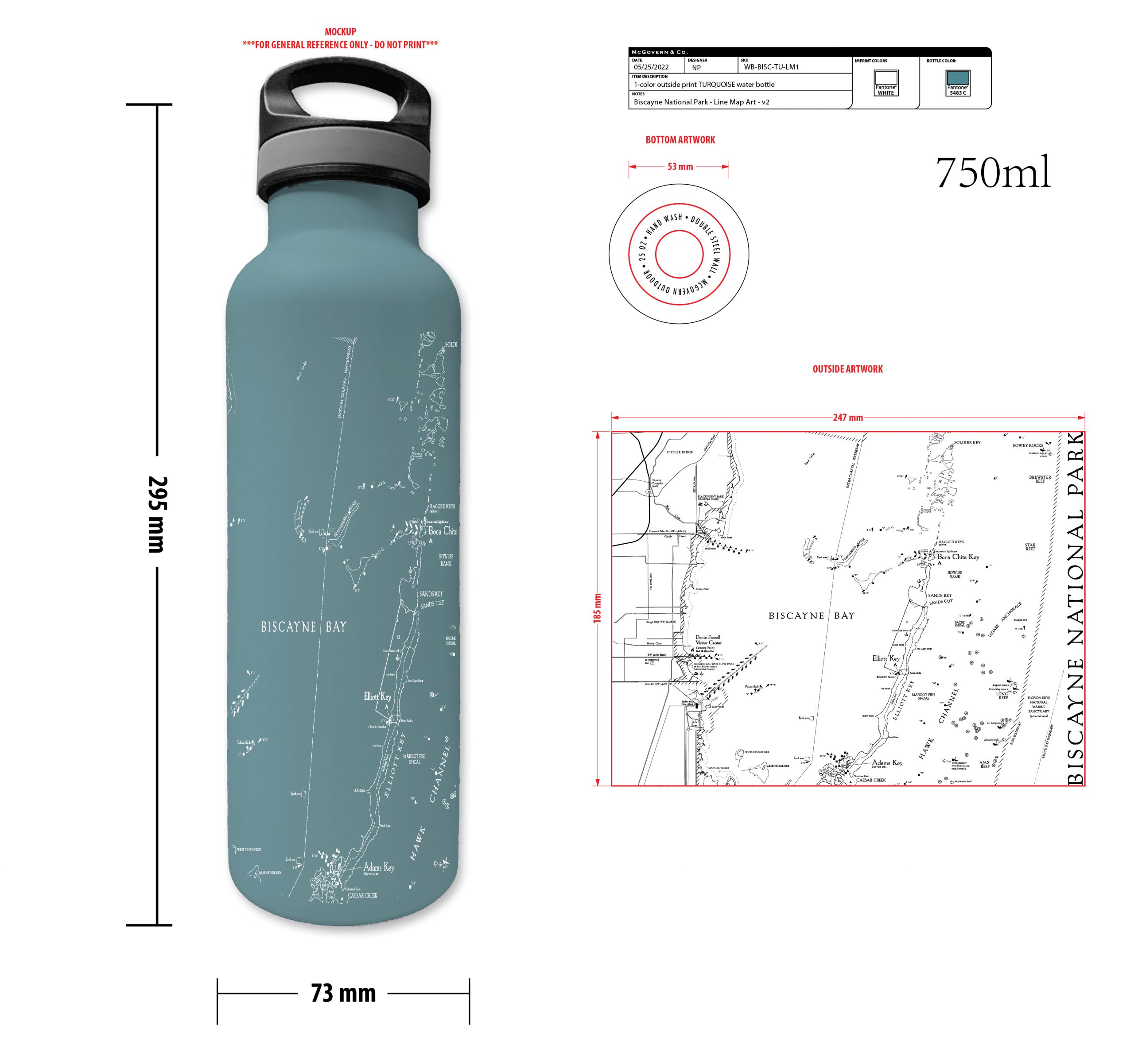 Biscayne Line Map Insulated Water Bottle