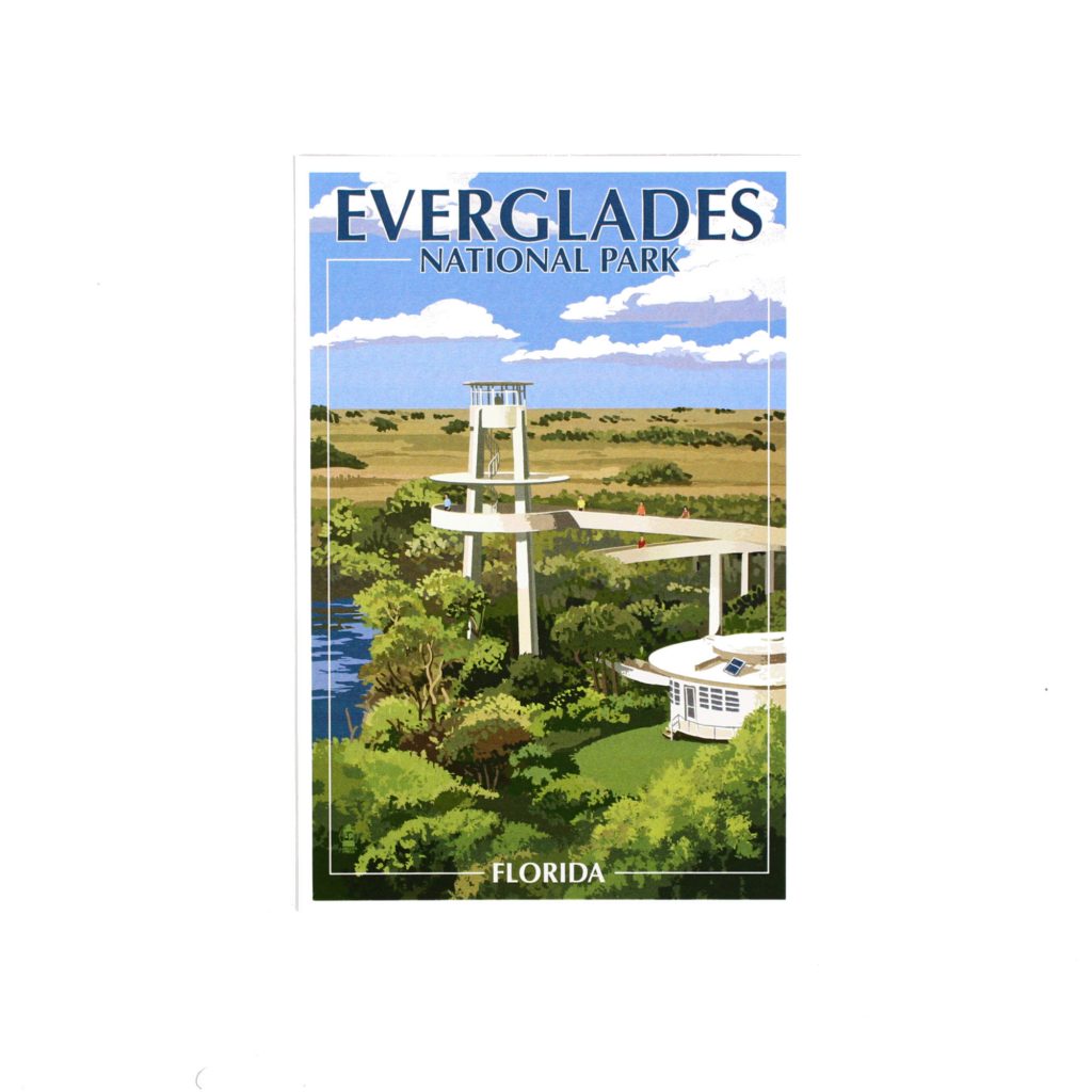 Postcard 4X6- Everglades, Art Shark Valley Tower